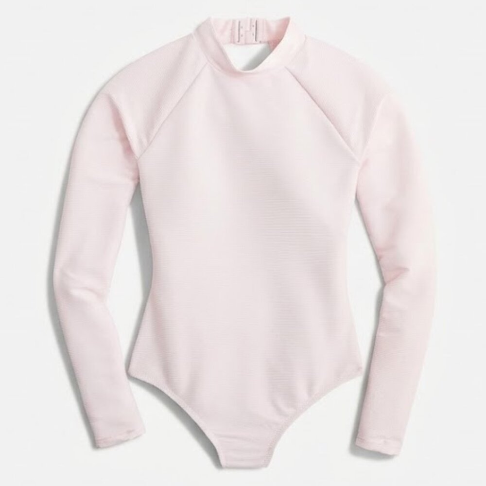 J. Crew Sz. 8 Active Ribbed Long Sleeve One-Piece Swimsuit Rashguard NWT